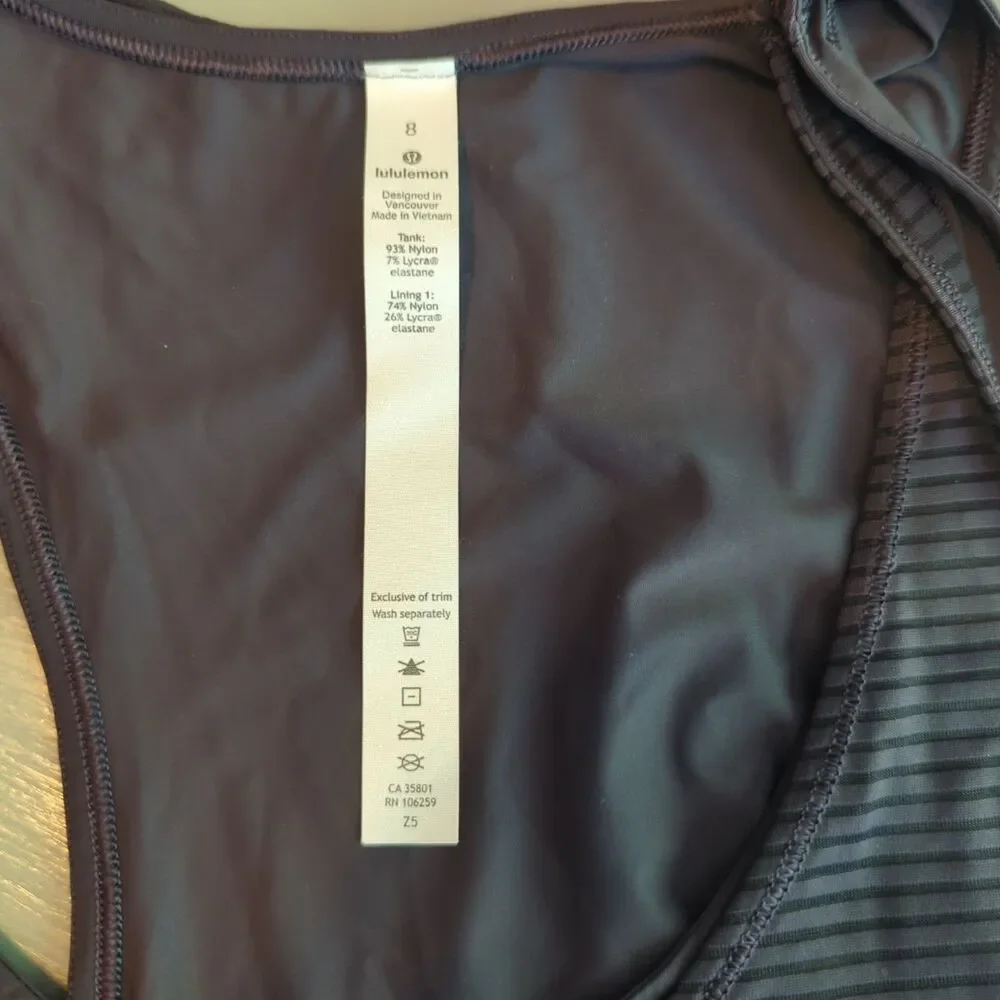 Lululemon Lean In Tank Womens 8 Purple Layered Cropped Active Workout
